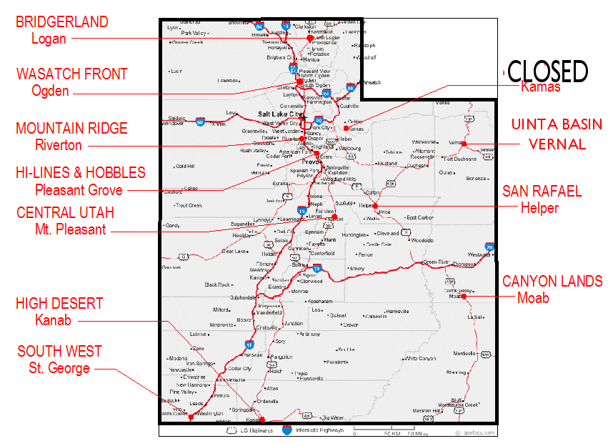 Map of Utah Chapters